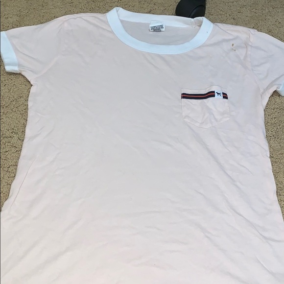 PINK Victoria’s Secret baby pink ringer tee - Picture 1 of 6